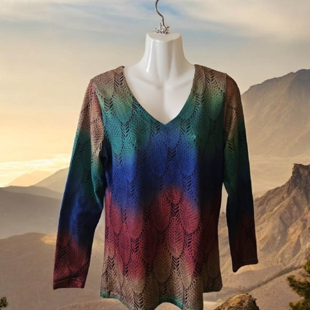 Misslook Knit Top Soft Feel Colorful Size S Green Bluecbrown Wine. Good In  Cold